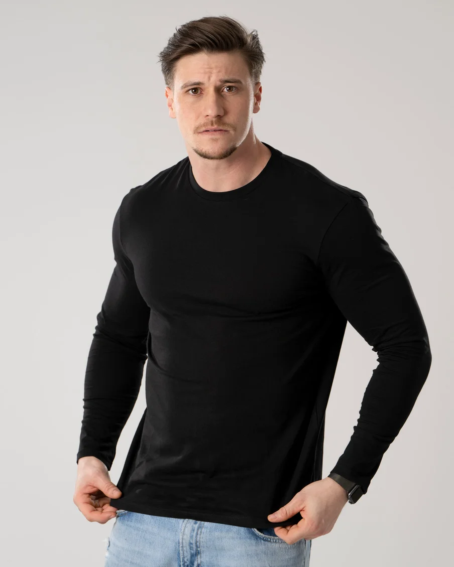 Image 2 of - mens3piecepacklongsleevetshirtsblack3jpg
