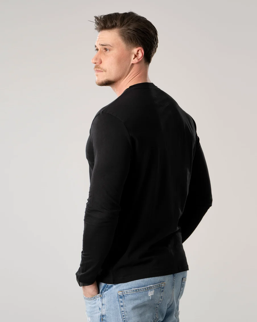 Image 3 of - mens3piecepacklongsleevetshirtsblack6jpg