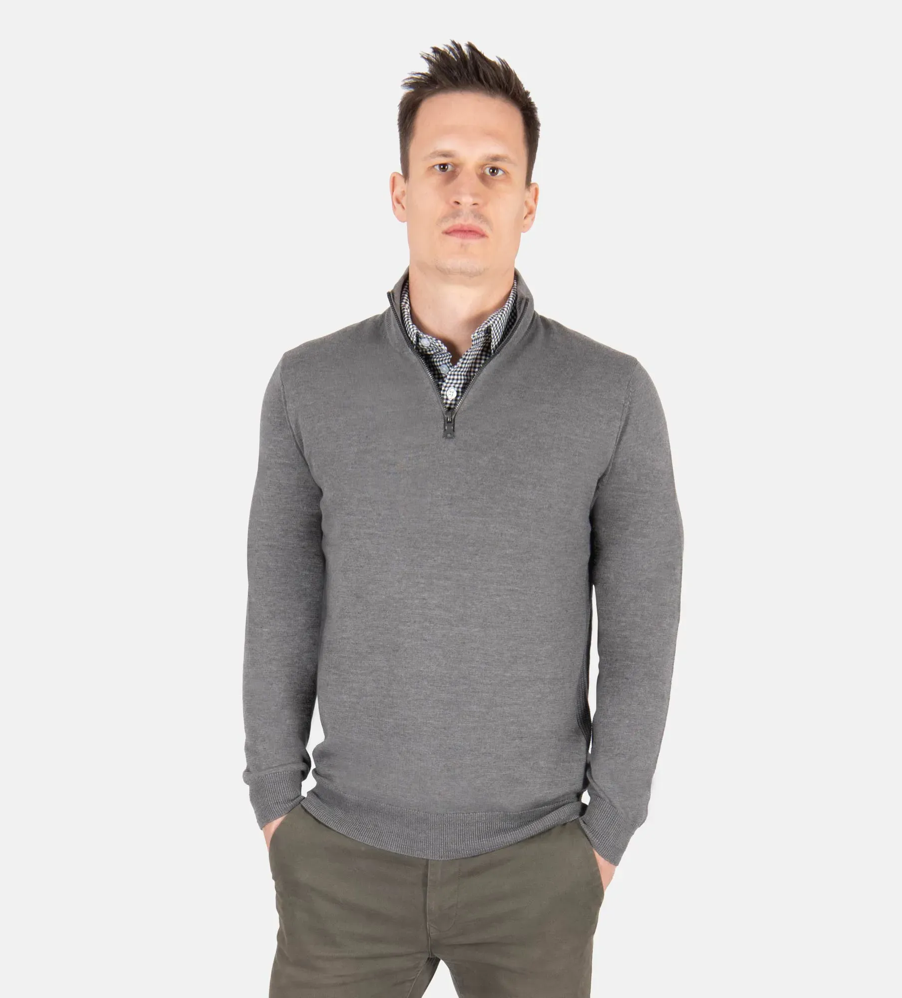 Pullover mit Hemdkragen für Herren